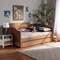 Baxton Studio Alya Classic Farmhouse Walnut Brown Finished Wood Full Size Daybed with Roll-Out Trundle Bed 182-11173-10833-Zoro - alternate 10